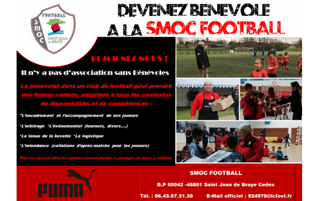DEVENEZ BÉNÉVOLE A LA SMOC FOOTBALL