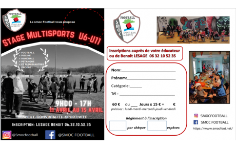 STAGES  FEMININ ET MASCULIN  DU 11 AU 15 AVRIL 2022